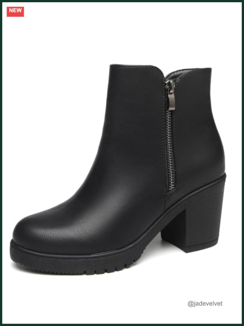 Women's Low Heel Platform Chunky Ankle Boots Faux Leather Booties